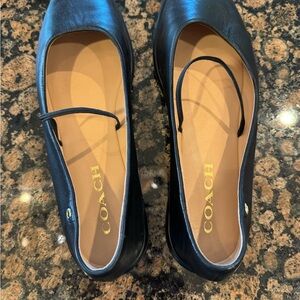 Coach Black Leather Flats